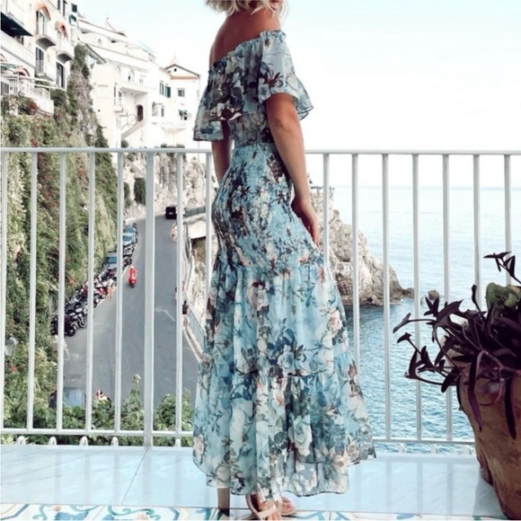 Baltic Born Amalfi Smocked Maxi Dress - Blue Floral Medium - Picture 3 of 7